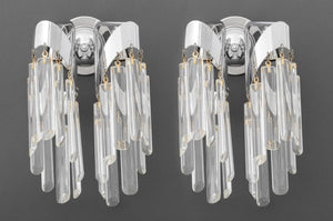 Modern Two-Light Crystal Wall Sconces, Pair