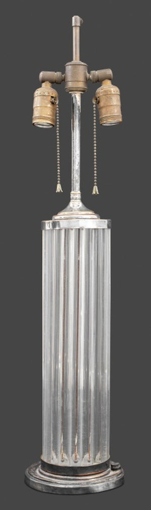 Art Deco Silver Plate Lucite Lamps, Pair (9751877157171)