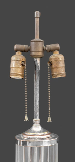 Art Deco Silver Plate Lucite Lamps, Pair (9751877157171)