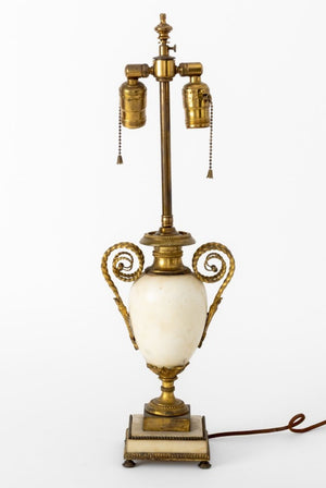 French White Marble & Gilt Metal Table Lamps, Pair (9893180113203)
