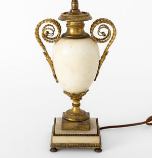 French White Marble & Gilt Metal Table Lamps, Pair (9893180113203)