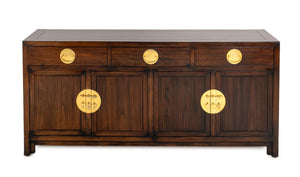Asian Modern Brass Mounted Mahogany Sideboard