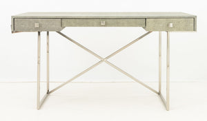 Faux Shagreen and Chrome Desk