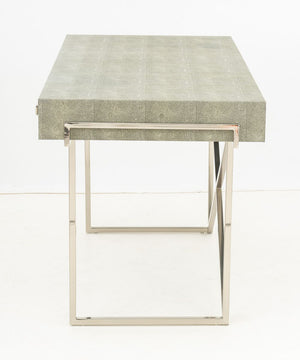 Faux Shagreen and Chrome Desk