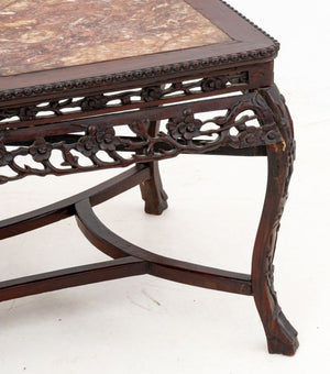 Chinese Red Marble Inset Rosewood Low Table (9816217223475)