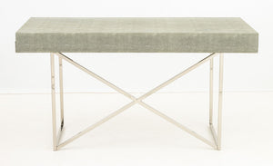 Faux Shagreen and Chrome Desk