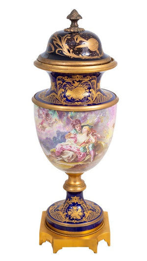 Sevres Blue Ground Baluster Vase and Cover (9766997557555)