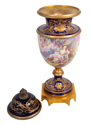 Sevres Blue Ground Baluster Vase and Cover (9766997557555)