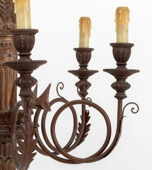 Louis XV Style Wood & Copper Six-Branch Chandelier (9893185225011)