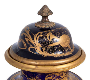 Sevres Blue Ground Baluster Vase and Cover (9766997557555)