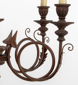Louis XV Style Wood & Copper Six-Branch Chandelier (9893185225011)