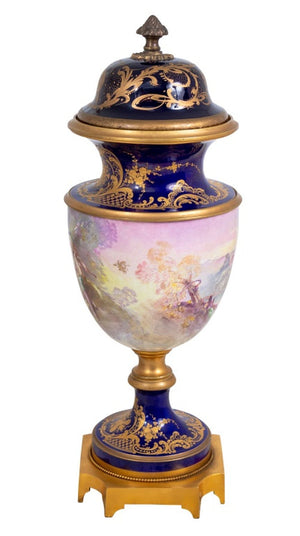 Sevres Blue Ground Baluster Vase and Cover (9766997557555)