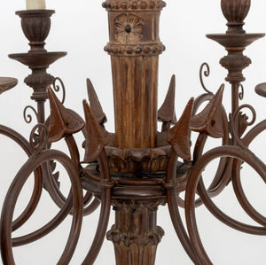 Louis XV Style Wood & Copper Six-Branch Chandelier (9893185225011)