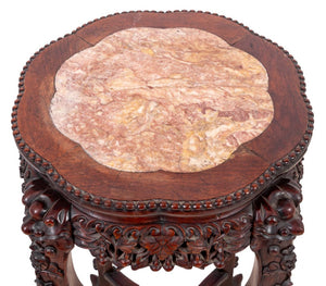 Chinese Hardwood and Marble Pedestal Table (9817482756403)