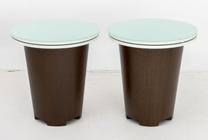 Modern Patinated Metal & Wood Glass Top Tables, 2 (9835715559731)
