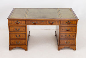 George III Style Yewood Pedestal Desk (9859450503475)