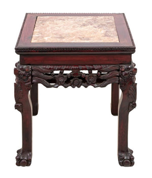 Chinese Hardwood and Marble Low Pedestal Table (9817487573299)