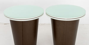 Modern Patinated Metal & Wood Glass Top Tables, 2 (9835715559731)