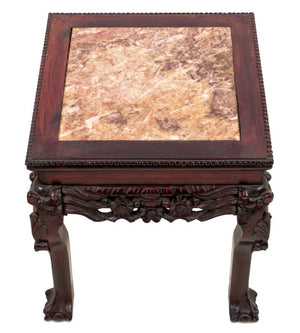 Chinese Hardwood and Marble Low Pedestal Table (9817487573299)