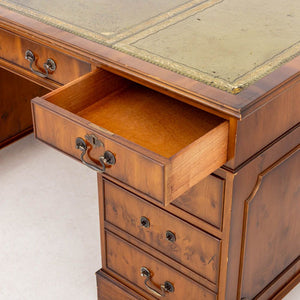 George III Style Yewood Pedestal Desk (9859450503475)