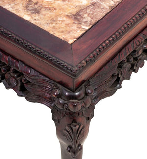 Chinese Hardwood and Marble Low Pedestal Table (9817487573299)