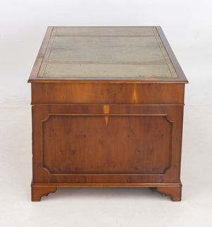 George III Style Yewood Pedestal Desk (9859450503475)