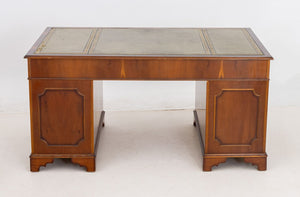 George III Style Yewood Pedestal Desk (9859450503475)