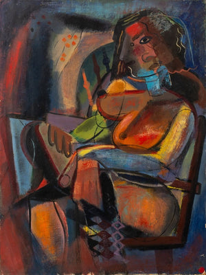 Charles Liberte Cubist Seated Female Nude Oil (9816264835379)