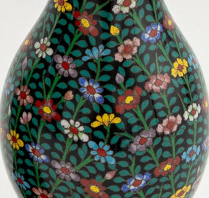 Chinese Cloisonne Floral Design Vases, Pair (9855704858931)