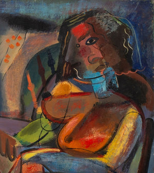 Charles Liberte Cubist Seated Female Nude Oil (9816264835379)