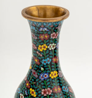 Chinese Cloisonne Floral Design Vases, Pair (9855704858931)