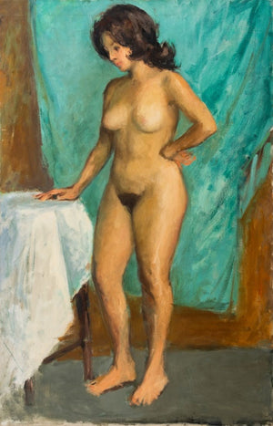 Ralph Clark Standing Female Nude Oil on Canvas