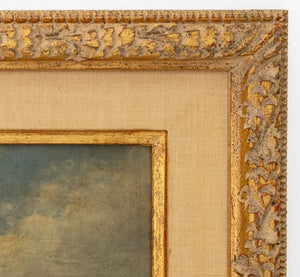 Italian School Crossing Bridge Oil, 19th C. (9767013646643)