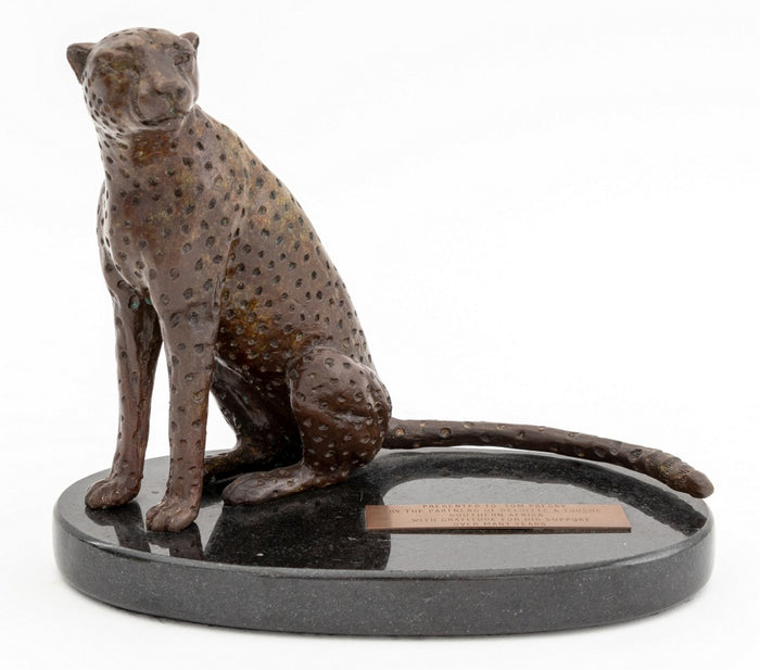 Donald Greig Seated Cheetah Bronze Sculpture