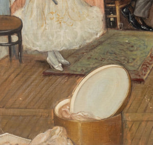 Illegibly Signed Courting Scene Oil on Canvas (9859453813043)