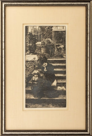James Tissot "Reverie" Etching, 1889 (9859464102195)