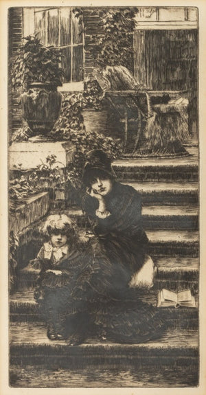 James Tissot "Reverie" Etching, 1889 (9859464102195)