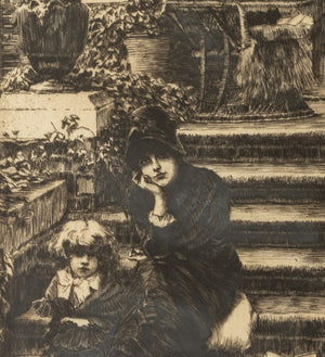 James Tissot "Reverie" Etching, 1889 (9859464102195)