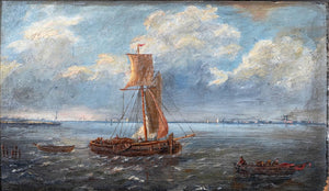 Dutch School Fishing Scene Oil on Panel, 19th C. (9804756091187)