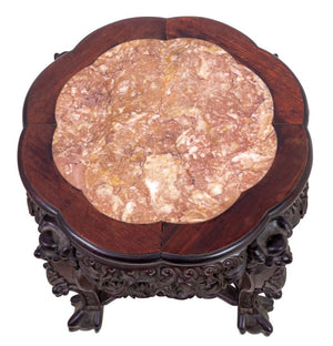 Chinese Hardwood and Marble Low Pedestal Table (9894635831603)