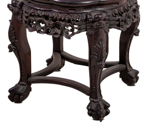 Chinese Hardwood and Marble Low Pedestal Table (9894635831603)