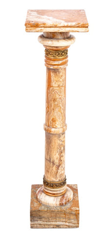 French Gilt Metal Mounted Alabaster Pedestal