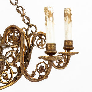 Etruscan Style Six-Light Gilt Metal Chandelier (9816293376307)