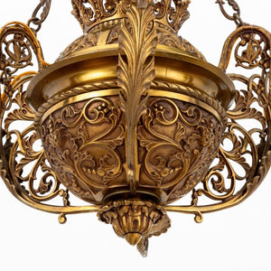 Etruscan Style Six-Light Gilt Metal Chandelier (9816293376307)