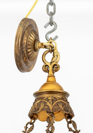 Etruscan Style Six-Light Gilt Metal Chandelier (9816293376307)