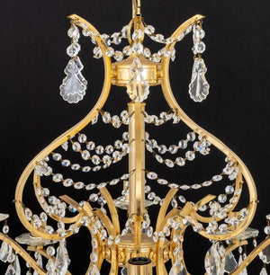 Italian 12-Branch Gilt Brass & Crystal Chandelier (9816325128499)