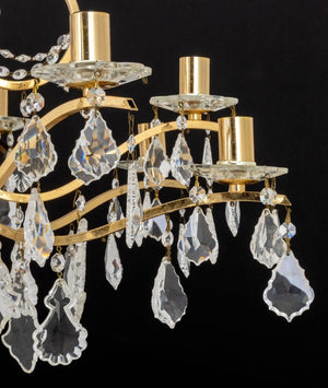Italian 12-Branch Gilt Brass & Crystal Chandelier (9816325128499)