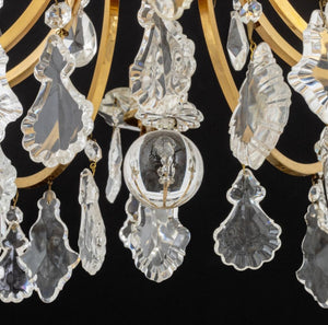 Italian 12-Branch Gilt Brass & Crystal Chandelier (9816325128499)