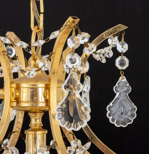 Italian 12-Branch Gilt Brass & Crystal Chandelier (9816325128499)