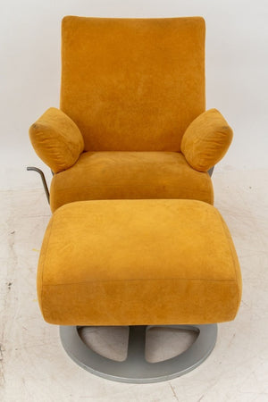 Ligne Roset Suede Upholstered Chair & Ottoman (9755184759091)
